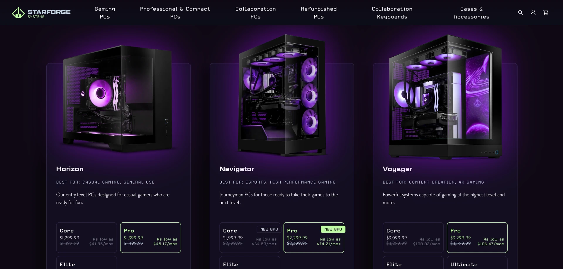 PC Collections — Tiered Comparison
